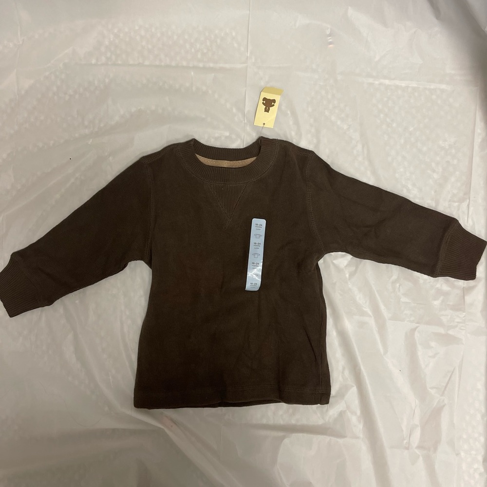 Little boy brown crew neck sweater